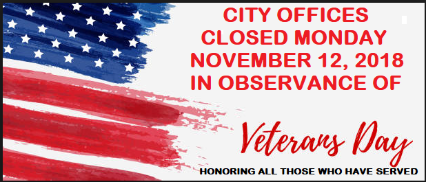 CLOSED FOR VETERANS DAY