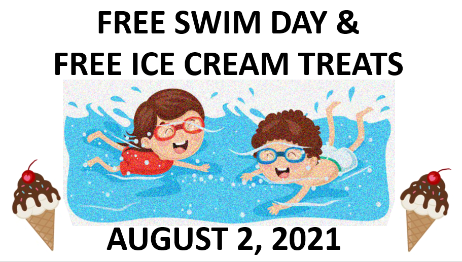 FREE SWIM DAY AUGUST 2 2021 BANNER