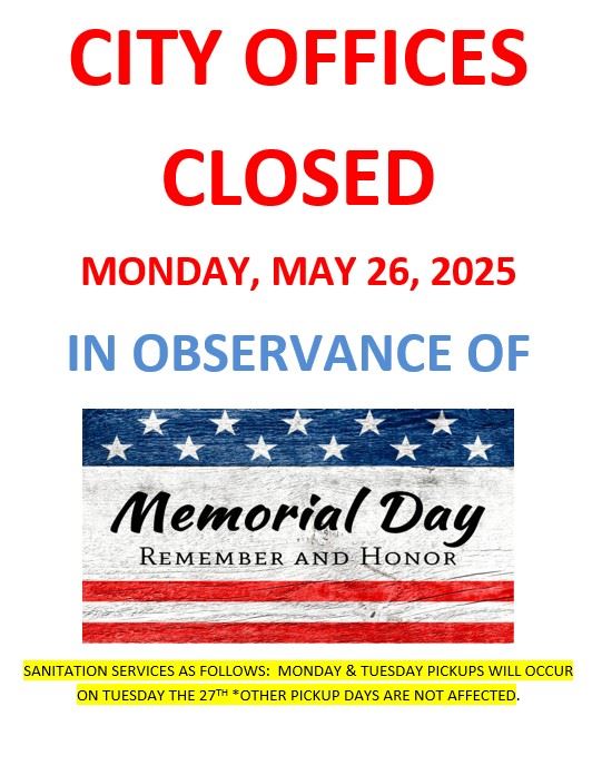 MEMORIAL DAY CLOSURE